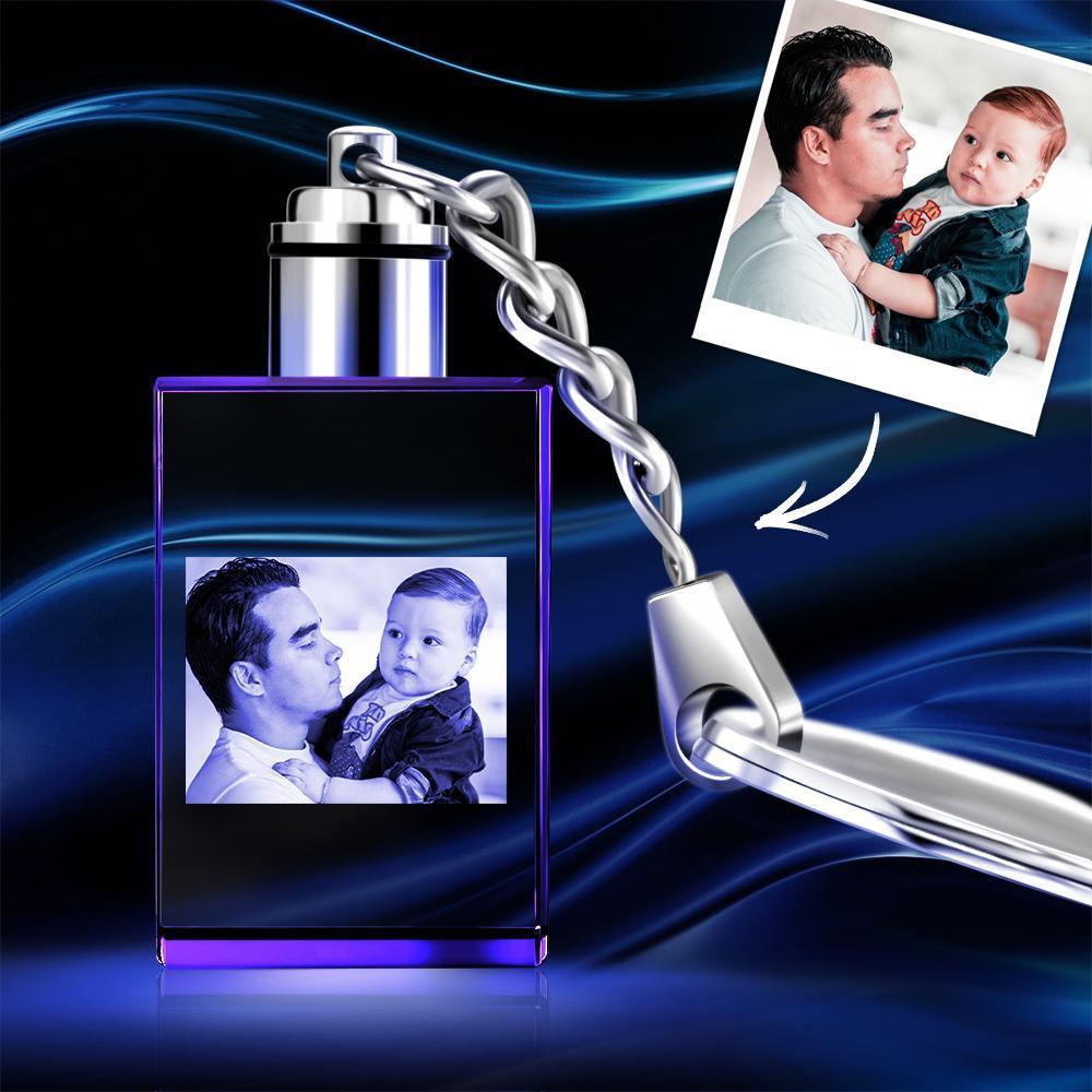 Custom Crystal Rectangle Photo Key Chain Fathers Day Gifts