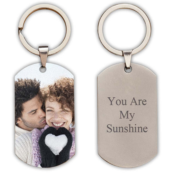 Custom Gifts Photo Stainless Steel Keychain With Engraving Back
