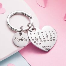 Mother's Day Gifts Custom Engraved Heart Calendar Keychain Save The Date Keychain