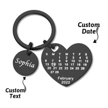 Mother's Day Gifts Custom Engraved Heart Calendar Keychain Save The Date Keychain