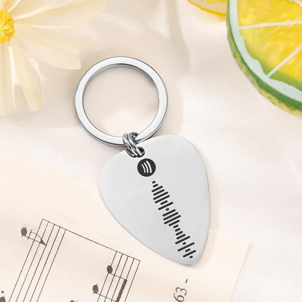 Scannable Custom Spotify Code Guitar Pick Keychain Personalized Engraved Music Song Keychain Gift