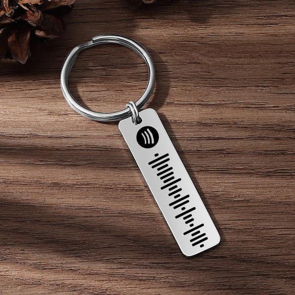 Custom Music Spotify Code Keychain Stainless Steel Silver The Best Holiday Gift for Him