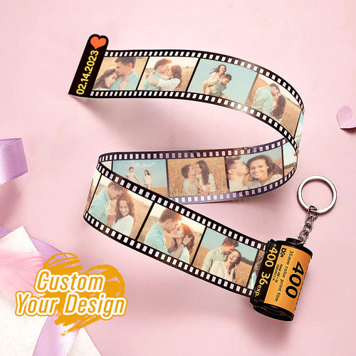 Personalized Photo and Name Film Roll Keychain Custom Camera Keychain Film Gifts for Lover - SantaSocks