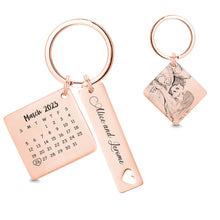 Custom Photo Calendar Keychain Personalized Save The Date Keychain Gift for Lover