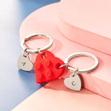 Heart Keychain Set - Made with Authentic Bricks, INITIALS Matching keychains, Couples Gift Best Friends