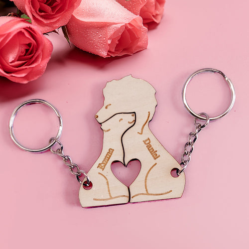 Personalized Couple Matching Keychain Custom Matching Lion Keychain Valentine's Day Gifts for Lover - SantaSocks