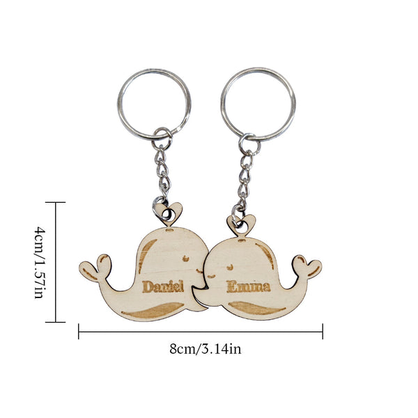 Personalized Couple Matching Keychain Custom Matching Whale Keychain Valentine's Day Gifts for Lover - SantaSocks