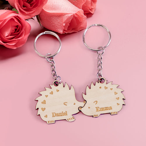 Personalized Couple Matching Keychain Custom Matching Hedgehogs Keychain Valentine's Day Gifts for Lover - SantaSocks