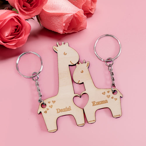 Personalized Couple Matching Keychain Custom Matching Giraffes Keychain Valentine's Day Gifts for Lover - SantaSocks