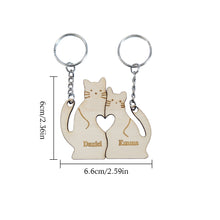 Personalized Couple Matching Keychain Custom Matching Cats Keychain Valentine's Day Gifts for Lover - SantaSocks