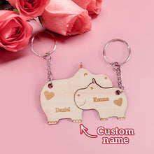 Personalized Couple Matching Keychain Custom Matching Hippos Keychain Valentine's Day Gifts for Lover - SantaSocks