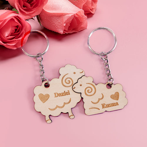 Personalized Couple Matching Keychain Custom Matching Sheeps Keychain Valentine's Day Gifts for Lover - SantaSocks