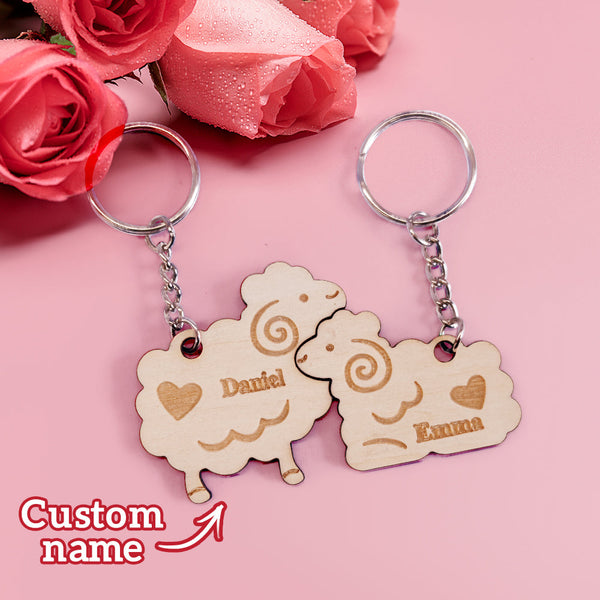 Personalized Couple Matching Keychain Custom Matching Sheeps Keychain Valentine's Day Gifts for Lover - SantaSocks