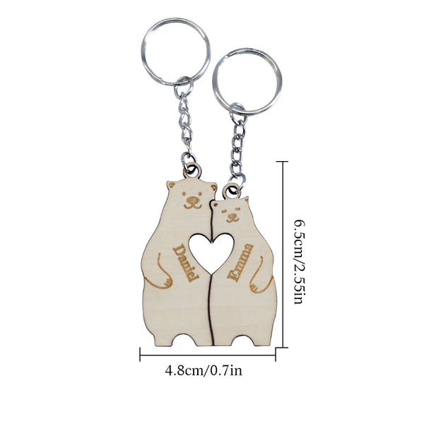 Personalized Couple Matching Keychain Custom Matching Bears Keychain Valentine's Day Gifts for Lover - SantaSocks