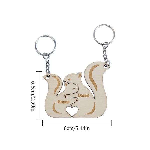 Personalized Couple Matching Keychain Custom Matching Squirrels Keychain Valentine's Day Gifts for Lover - SantaSocks