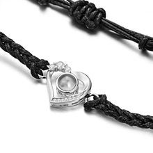 Custom Photo Projection Skew Heart Handmade Braided Rope Bracelet - SantaSocks