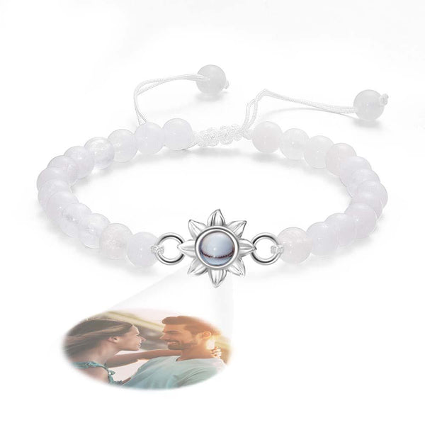 Personalized Photo Projection Beads Bracelet With Sunflower Creative Gift For Her - SantaSocks
