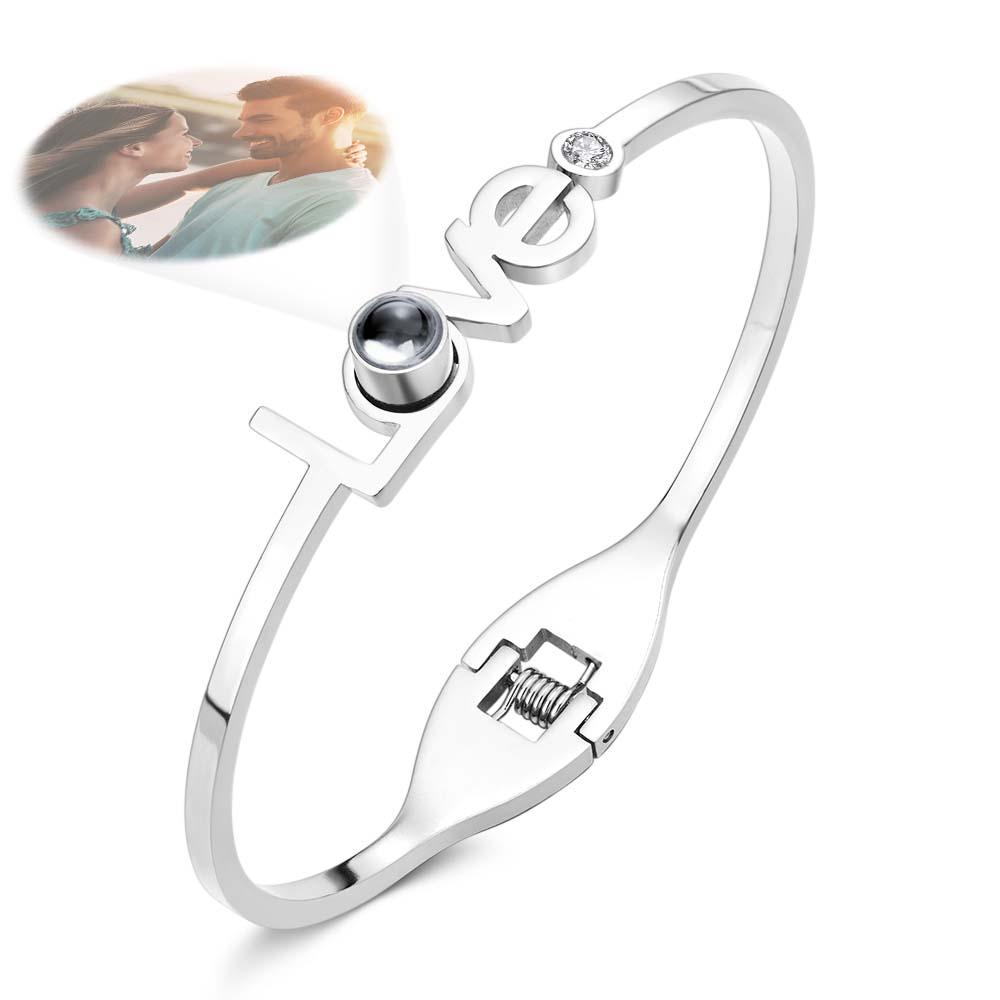 Personalized Photo Projection LOVE Bracelet Round Free Adjustment Bracelet for Her - SantaSocks