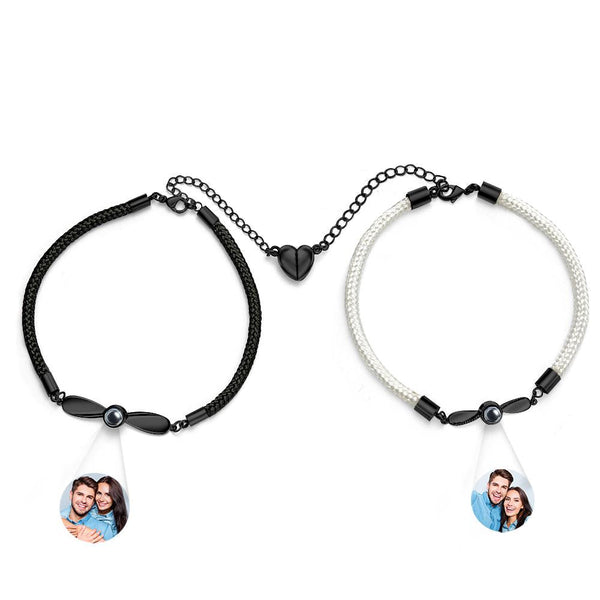 Personalized Matching Bracelets for Couples Photo Projection Bracelets Valentine's Gifts - SantaSocks