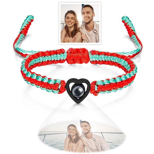Custom Projection Photo Bracelet Weave Heart-shaped Commemorate Gifts - SantaSocks