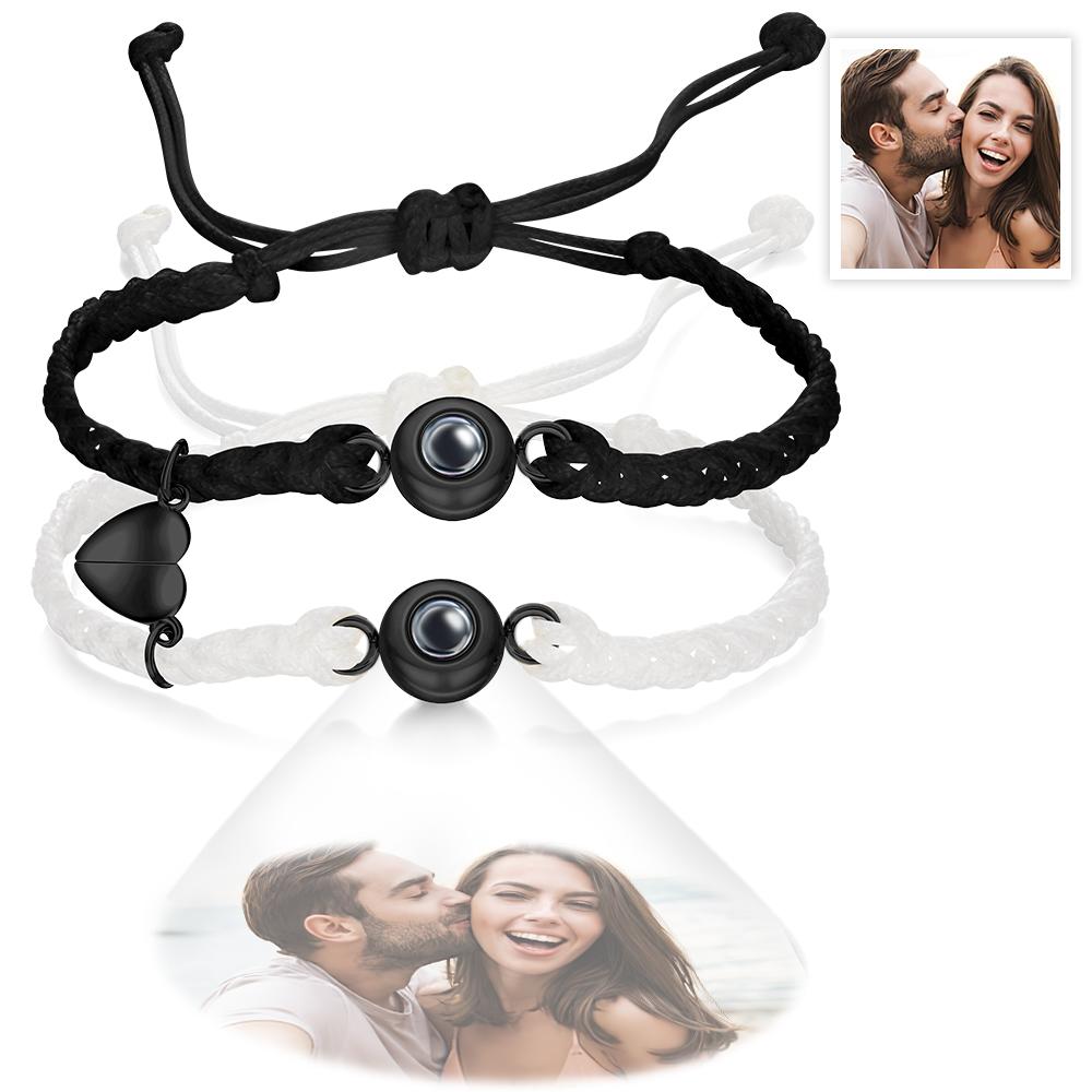 Custom Photo Projection Bracelet Woven Magnetic Bracelet Anniversary Gift - SantaSocks