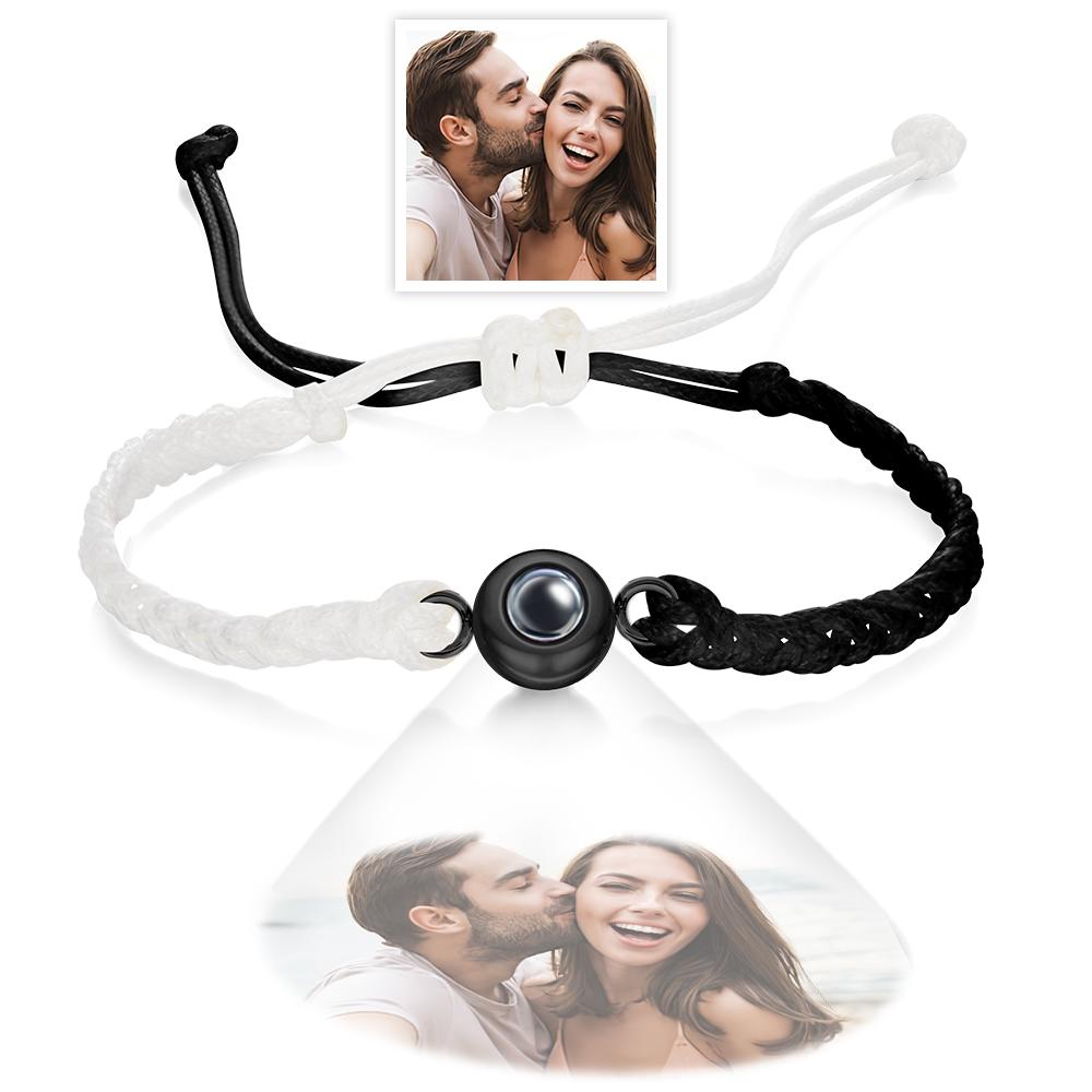 Custom Photo Projection Bracelet Black and White Colorblock Bracelet Creative Gift - SantaSocks