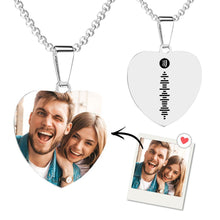Personalized Music Spotify Scan Code Gifts Heart Photo Necklace Stainless Steel Pendant