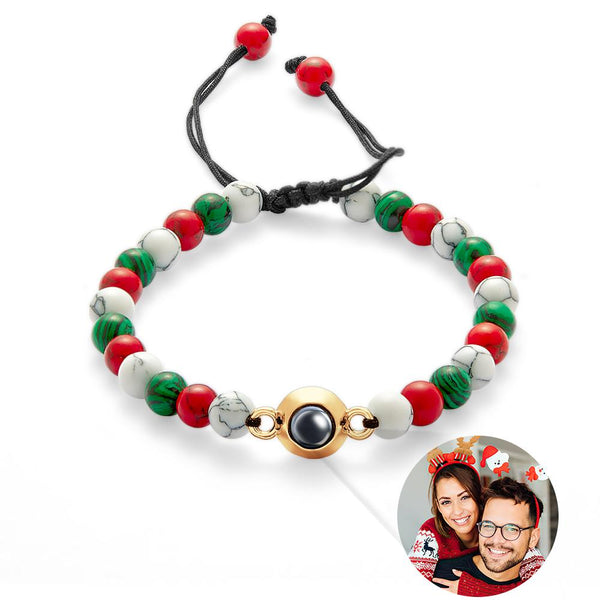 Custom Projection Bracelet Colorful Beads Unique Christmas Couple Gift - SantaSocks