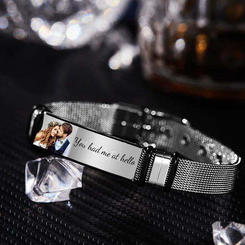 Custom Photo And Engraved Stainless Steel Bracelet Best Gift Colorful Photo