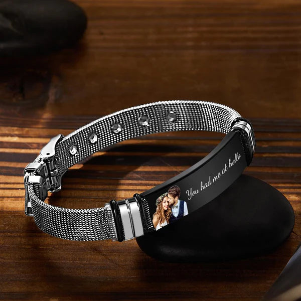 Custom Photo And Engraved Stainless Steel Bracelet Best Gift Colorful Photo