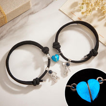 Custom Photo Projection Matching Bracelets for Couples Magnetic Glow-in-the-Dark Heart Shape - SantaSocks