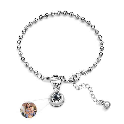 Custom Photo Projection Bracelet with Round Bead Stylish Present for Important Person - SantaSocks