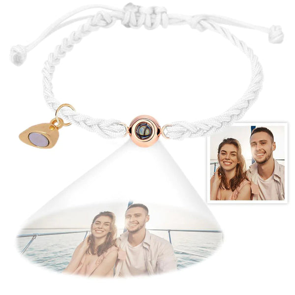 Custom Photo Projection Bracelet Simple Woven Heart Magnetic Bracelet Gift for Couple - SantaSocks