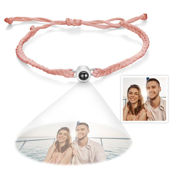 Personalized Photo Projection Couple Bracelet Braided Rope Bracelet Best Gift For Anniversary and Couple - SantaSocks