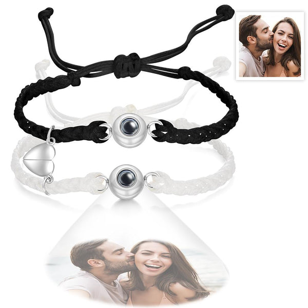 Custom Photo Projection Bracelet Woven Magnetic Bracelet Anniversary Gift - SantaSocks