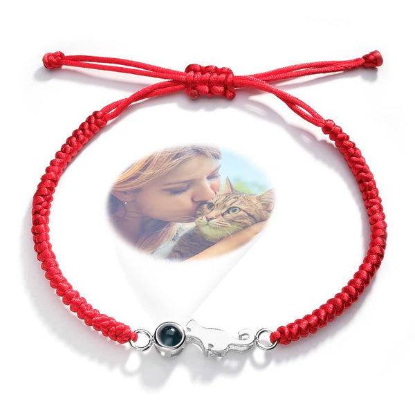 Custom Cat Projection Bracelet Personalized Memorial Picture inside Bracelet Gift for Her - SantaSocks