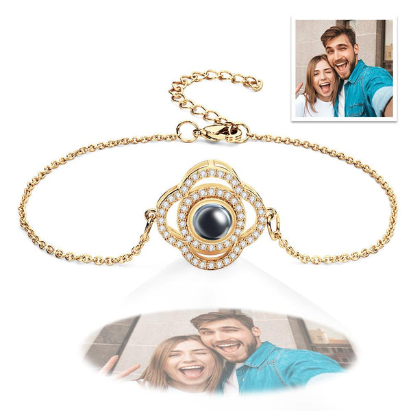 Custom Clover Photo Projection Bracelet Personalized Picture Inside Bracelet Keepsake Jewelry - SantaSocks