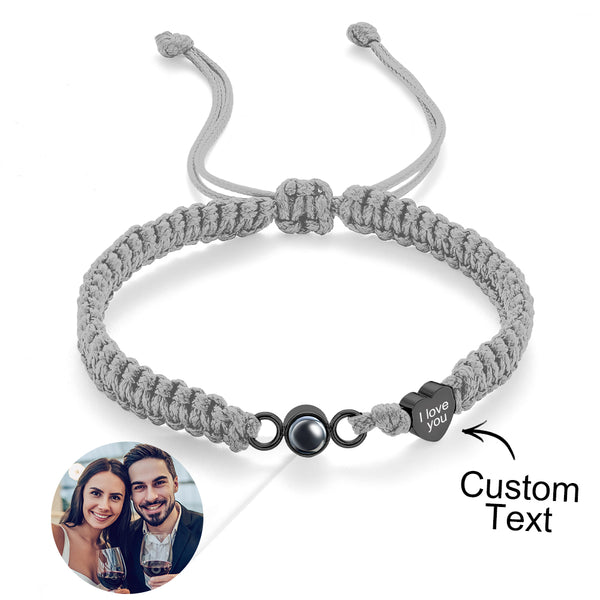 Custom Photo Projection Bracelet Heart Couple Gift - SantaSocks