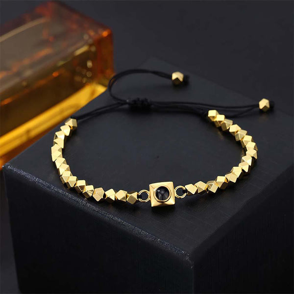 Custom Square Projection Bracelet Special Shaped Beads Gift for Him - SantaSocks