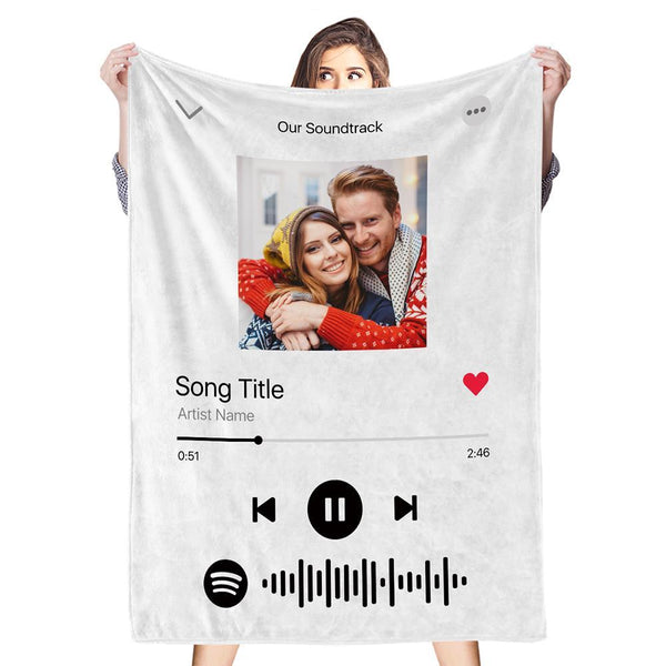 Personalized Photo Spotify Code Music Custom Fleece Blanket
