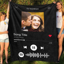 Personalized Photo Spotify Code Music Custom Fleece Blanket