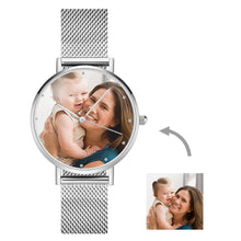 Custom Engraved Silver Alloy Photo Watch For Men's Gift - 40mm