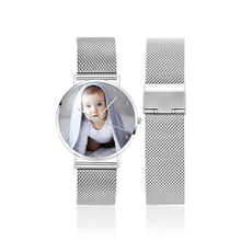 Custom Engraved Alloy Photo Watch -Silver - 36mm