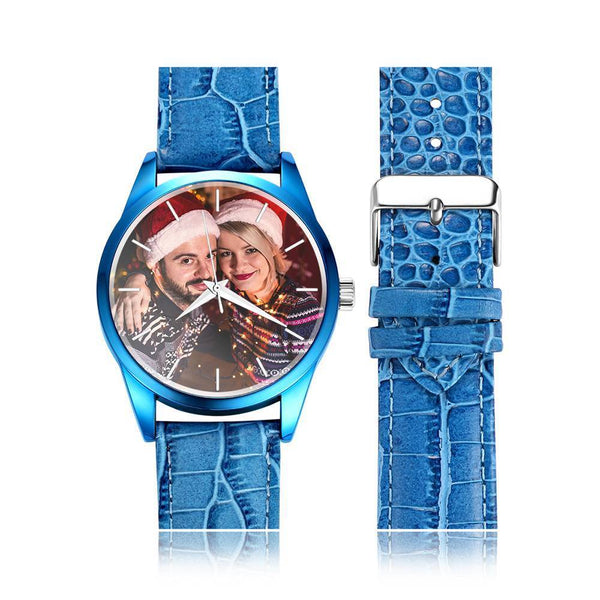 Custom Engraved With Red Or Blue Leather Strap For Men's Gift - 43mm