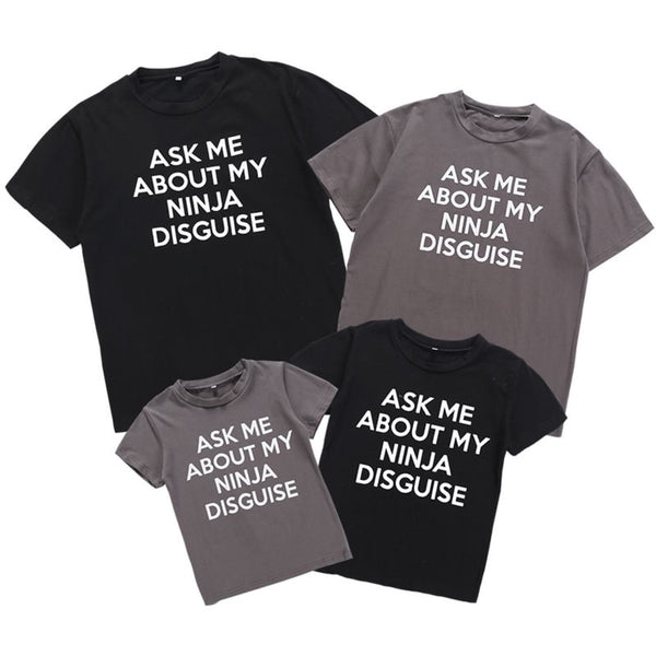 Funny T-shirt Ask Me About My Ninja Disguise Cartoon Mask Parent-child Outfit - SantaSocks