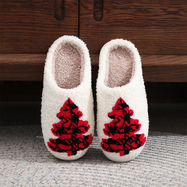Christmas Slippers Red Christmas Tree Shoes Home Cotton Slippers