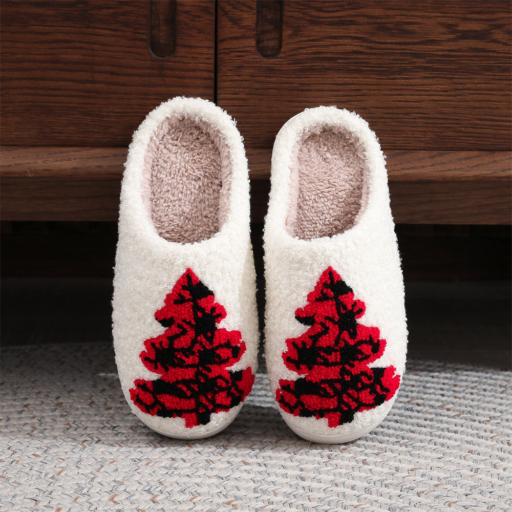 Christmas Slippers Red Christmas Tree Shoes Home Cotton Slippers