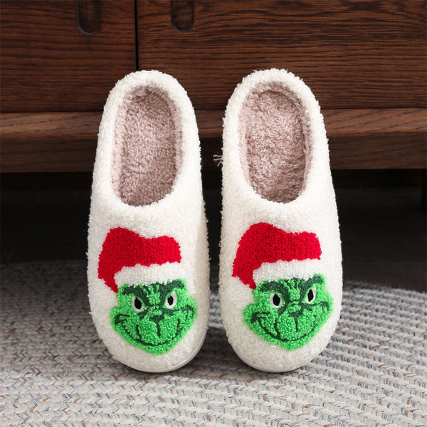 Christmas Slippers Christmas Grinch Shoes Home Cotton Slippers