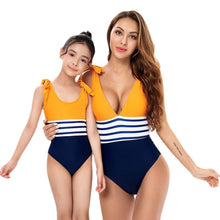 Parent-Child Swimsuit One-Piece Striped Lace-up Bikini