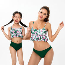 Printed Split Bikini Sexy Lotus Leaves Parent-Child Swimsuit